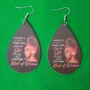 Double-Sided "... I Am A Once In A Lifetime Kind Of Woman" Pierced Earrings